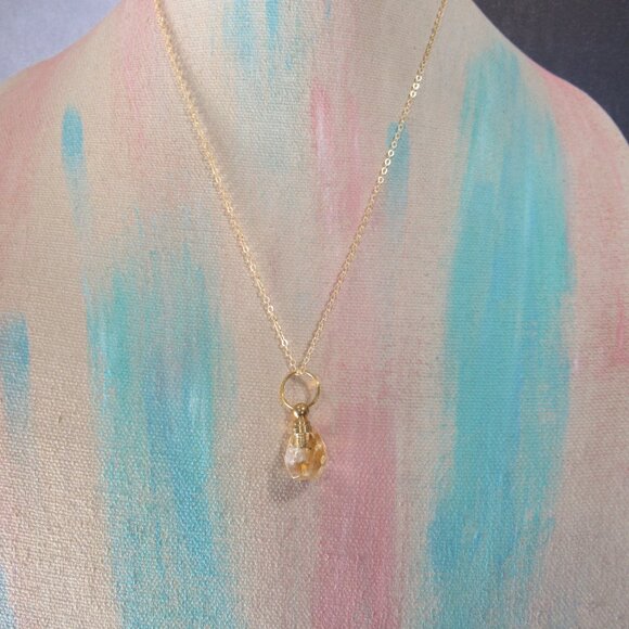 Nugget Citrine Necklace, Gemstone Perfume Bottle Pendant - Picture 3 of 6